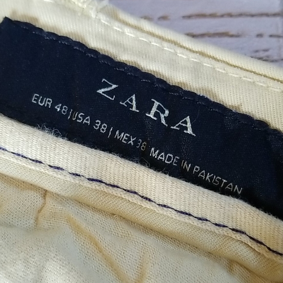 ZARA MAN Modern Chino Pants 38 x 30 Soft yellow - Picture 4 of 6